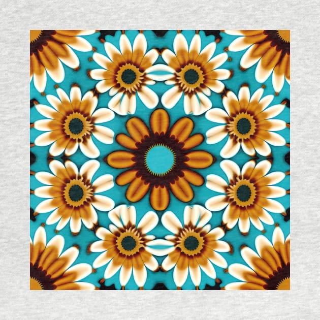 Bohemian Daisy Chain | Aqua with Gold and Brown Daisies by TheJadeCat